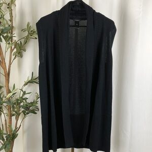 Ann Taylor Black Open Knit Vest Cardigan Sz M (O1)